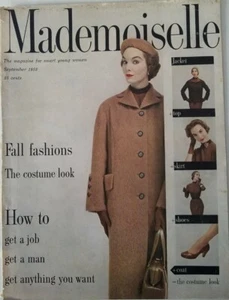 Revista Mademoiselle 1953 mujer otoño abrigo moda portada solamente - Imagen 1 de 1