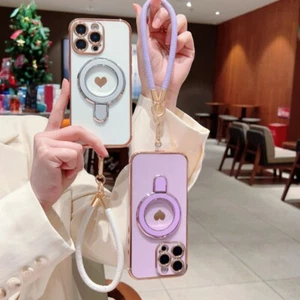 For iPhone 16 Pro Max 15 14 13 12 11 Lanyard Pattern Phone Case Ring Stand Cover - Picture 1 of 21