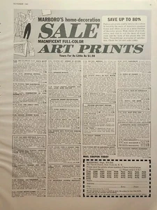 Impresiones artísticas de Marboro decoración del hogar descripciones de productos anuncio impreso vintage 1960 - Imagen 1 de 4