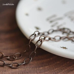 Vintaj Brass, Antique Natural Brass, Nickel Free, Fine Oval Chain - By Inch - Bild 1 von 8