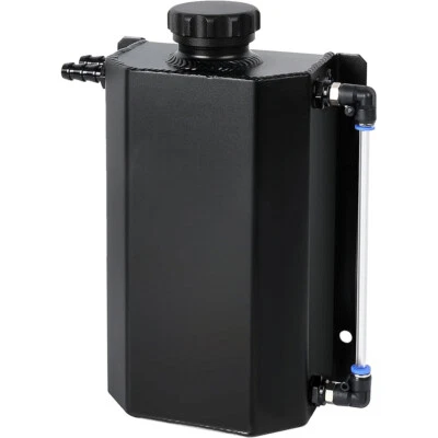 Universal 2L Aluminum Coolant Radiator Overflow Reservoir Expansion Tank Black — 第 1/4 张图片