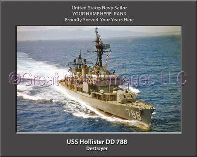 USS Hollister DD 788 Personalized Canvas Ship Photo Print Navy Veteran Gift