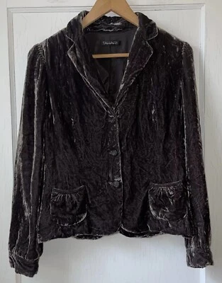 Blazer TAHARI Terciopelo Aplastado Rayón Seda Caprichoso Gótico S Foto 1 de 4