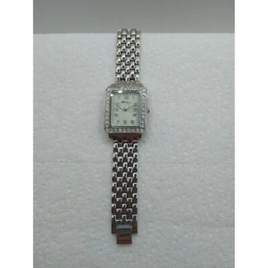 Cookie Lee Watch Crystals Silver Tone Band Glowing Hands - Picture 1 of 3
