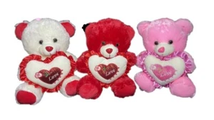 3 pcs Valentine Teddy Bear 16 inch Plush Heart Rose LED Light Up & I LOVE YOU - Picture 1 of 5