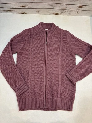 Suéter WoolOvers para mujer malva con cremallera 100 % lana talla mediana cárdigan púrpura Foto 1 de 4