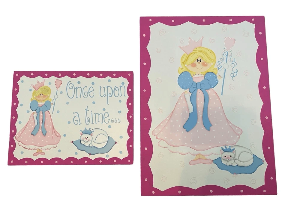2pc Princess Painting Home Wall Decor Decoration Art Kids - Image 1 of 4
