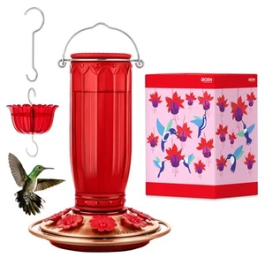 Glass Hummingbird Feeder for Outdoors Hanging Ant and Bee Proof Ant Moat for ... - Picture 1 of 8