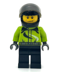 Monster Truck Driver lime racing suit Lego City Minifigure 60055