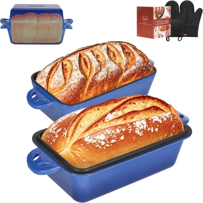 9X5 Enameled Cast Iron Loaf Pan with Lid - 2 in 1 Sourdough Bread Pan for Homema - Image 1 of 4