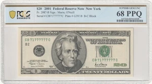 2001 $20 Federal Reserve Note Fr-2087-B New York PCGS68 Superb Gem PPQ - Picture 1 of 2