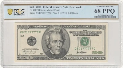 2001 $20 Federal Reserve Note Fr-2087-B New York PCGS68 Superb Gem PPQ - Image 1 of 2