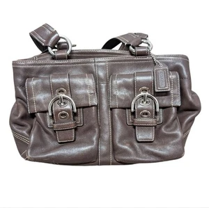 Coach Soho Double Pocket Leder Umhängetasche Tasche Handtasche Braun - Bild 1 von 9