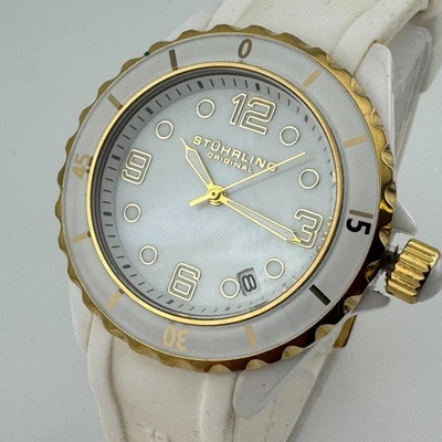 Stuhrling 石英手表 男女皆宜的 30 米 白色 陶瓷 旋转 表圈 模拟 全新 面糊 — 第 1/4 张图片