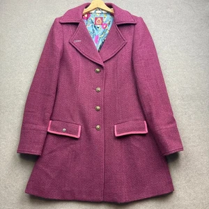 NESS Tweed Mantel UK 10 Wolle Country Mantel Rennen Trench Fischgrät Hacking - Bild 1 von 17