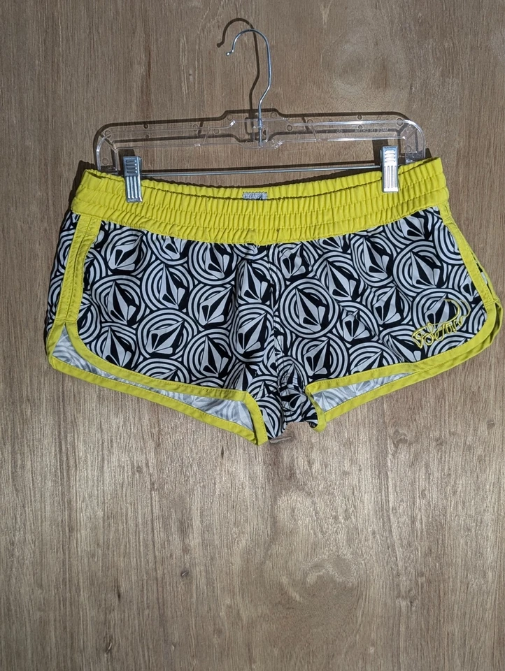 volcom miss mod swim beach shorts womens 33 elastic waist logo pattern low rise - Image 1 of 4