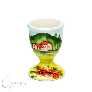 BASSANO KERAMIK EIERBECHER 8 CM HOCH TOSKANA MOTIV AUS ITALIEN NEU - Bild 1 von 4