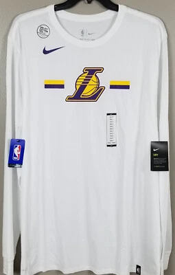 NIKE LA LAKERS NBA КОМАНДЫ ВЫПУЩЕННЫЙ LS РУБАШКА БЕЛЫЙ РЕДКАЯ НОВЫЙ (РАЗМЕР 3XL-ВЫСОКИЙ = 3XLT) - Изображение 1 из 4