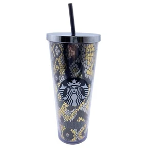 Starbucks Metallic snake print Texas 1845 tumbler 24oz venti 2014 w/straw - Picture 1 of 12