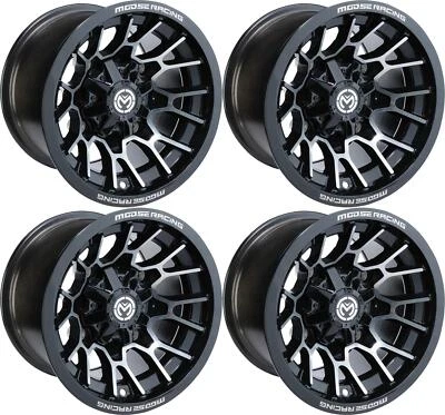 Juego de 4 ruedas ATV/UTV 14 pulgadas Moose 24X negro 4/156 5+2 FXT Foto 1 de 4