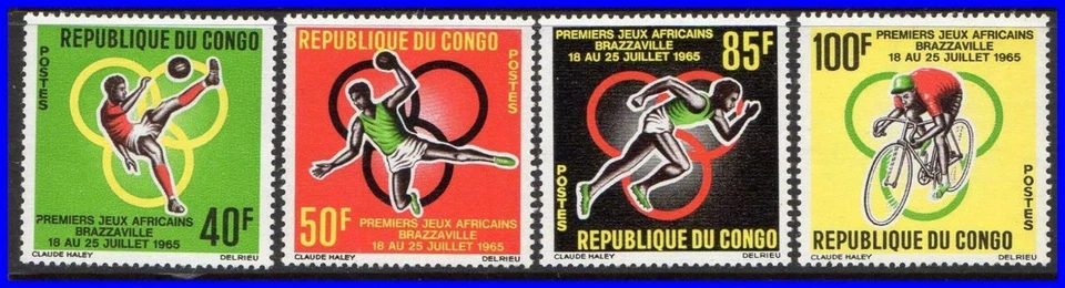 👉 CONGO PR 1965 SPORTS GAMES MNH FOOTBALL, CYCLING, BLACK HERITAGE - Image 1 of 1