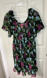 Betsey Johnson Intimates Sheer Floral Babydoll Flowy Dress Nightie Women’s L - Picture 1 of 10