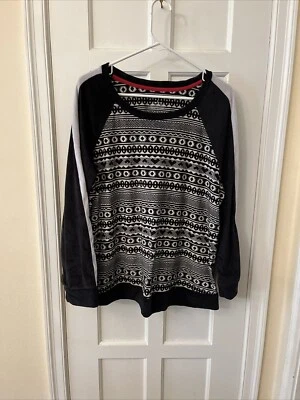 Camisa para mujer Cuddl Duds manga larga terciopelo blanco y negro manga larga XL Foto 1 de 4