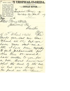 Rock Ledge, Indian River, Fl- Tropical House  1887 Letterhead Order for Milk - Picture 1 of 1