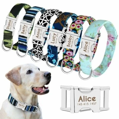 Personalized Dog Collar Custom Engraved Name Tag Adjustable Collars for Dogs S-L - Image 1 of 4