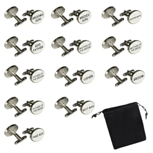 White oval mens wedding cufflinks cuff link Groom best man usher page gift - Picture 1 of 14