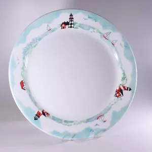 Corelle Outer Banks Dinner Plates Set Of 6 Lighthouse Sail Boats Ocean 10.25" - Picture 1 of 6