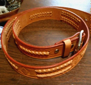 Herren, Cindilo, Westerngürtel #3116 mit Ledergeflecht und Prägung Gr. 40 Neu ohne Etikett - Bild 1 von 4