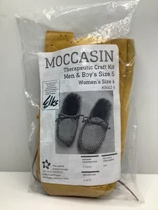 Moccasin Therapeutic Craft Kit Men & Boys Sz 5 ELKS Tan Brown Leather DIY 3442-5 - Picture 1 of 7