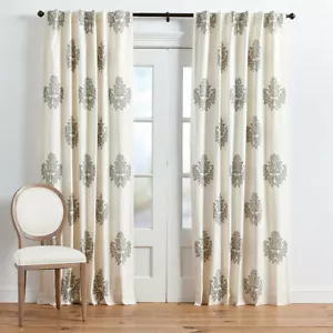 Ballard Designs Bingham Damask Drapes Set 2 Gray 50x 84 Print Curtains Pair More - Picture 1 of 5
