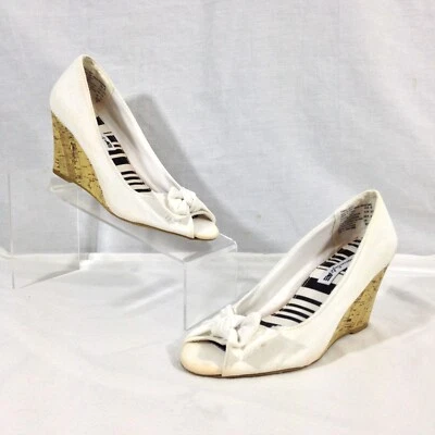 American Eagle Women's Shoes White Bow Knot Open Toe Wedge Heel Size 6 - Image 1 of 4