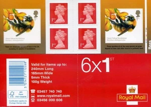 G.B PM48 'Bees' 2015 - 6 x 1st Class Stamp Cylinder Booklet - Picture 1 of 1