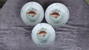 Fitz & Floyd La Mer Zuppiera Pesce Blu Arancio Giappone 9 1/8" Set di 3 - Foto 1 di 4