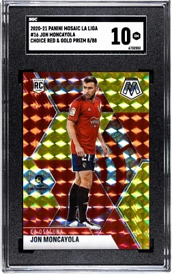 2020 Panini Mosaic La Liga #16 Jon Moncayola RED & GOLD PRIZM /88 SGC 10 GEM RC - Image 1 of 2