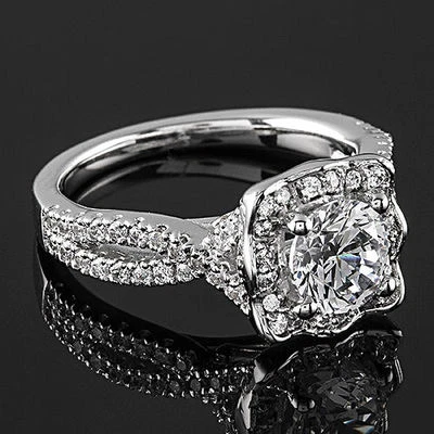 1.60 Carat Round G/VS2 Diamond Solitaire Engagement Ring 14K White Gold Treated - Image 1 of 4