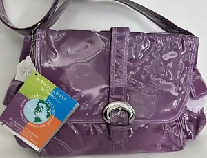 Kalencom Laminated Purple Corduroy Diaper Bag w/ Matching Changing Pad Vinyl Cvr - Picture 1 of 13