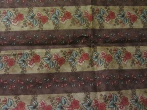 BROWN FLORAL STRIPES MODA FABRIC FALL FLORAL 12" x 42" COTTON - Picture 1 of 2