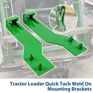 Tractor Loader Quick Tach Weld On Mounting Brackets For John Deere Steel Pair - Picture 1 of 24