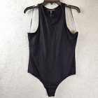 Aqua Racerback Knit Bodysuit Women's L Black Crewneck Snap Closure Sleeveless~