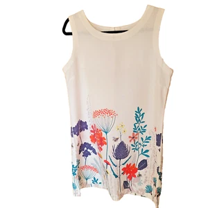 Lily and Me Sleeveless Tunic Dress UK 14 Linen Blend Botanical Print - Picture 1 of 6