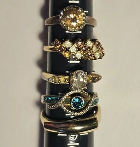 Lotto 5 anelli GE vintage placcati oro 18 kt opale, ametista, morganite indossabili artigianali - Foto 1 di 11