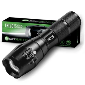TK120 LED Tactical Flashlight 5 Light Modes Adjustable Zoom Great Gift for Men - Picture 1 of 8
