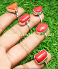Red Coral Gemstone Handmade Rings 10Pcs Lot 925 Silver Plated Jewelry
