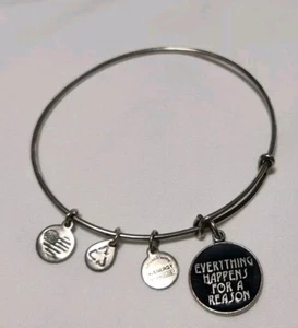 Alex und Ani Silberfarben Alles passiert aus einem Grund Armband 7 Zoll - Bild 1 von 2