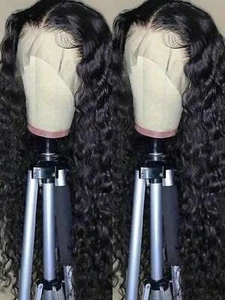 13x6 Water Wave Wig 200% Density HD Lace Human Hair Pre-Plucked Glueless - Picture 1 of 17