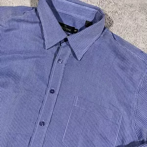 Bugatchi Uomo Button Up Shirt Mens 2XLT Tall Blue Striped Business Office Casual - Picture 1 of 11